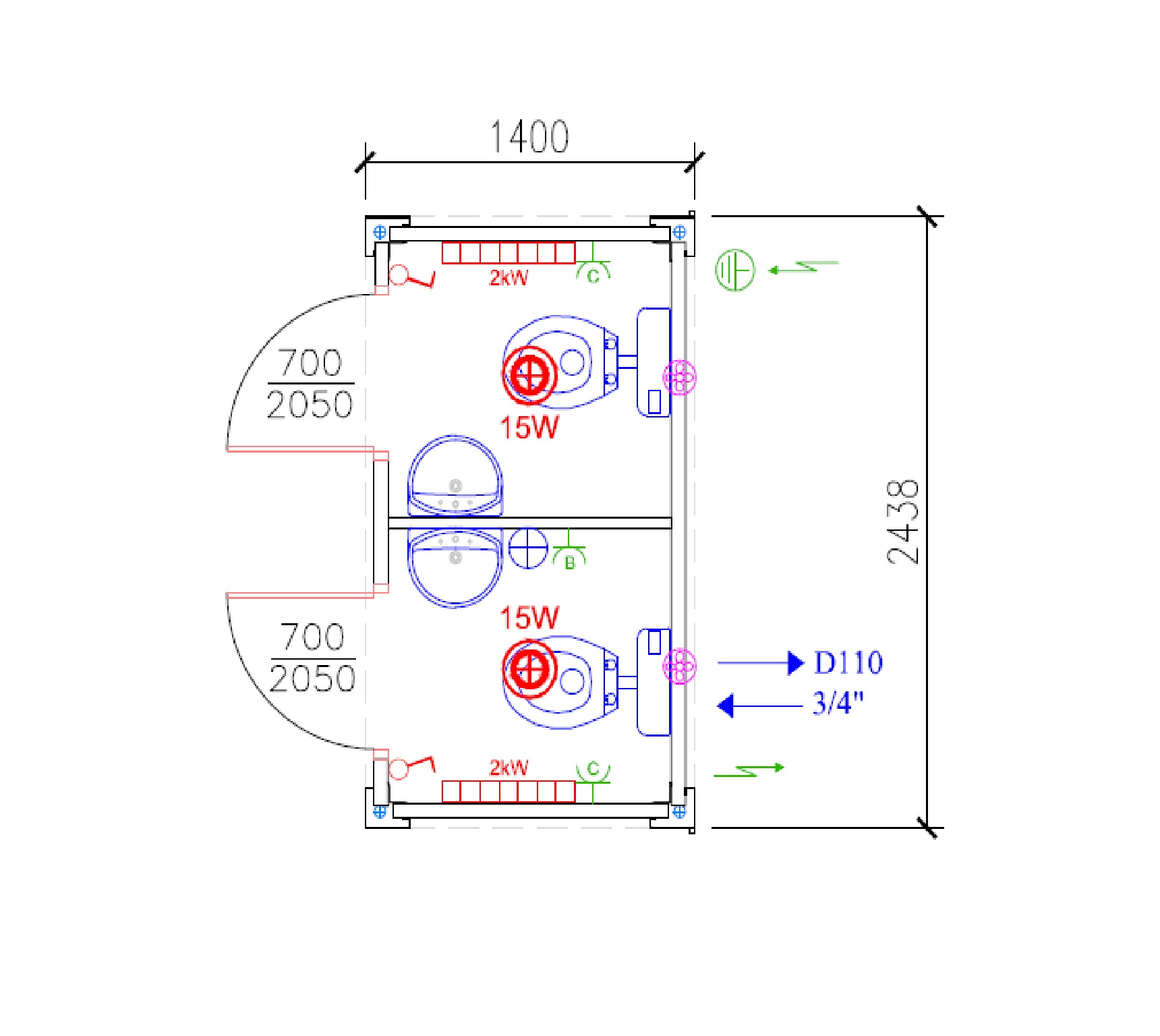 5' Double cabin toilet